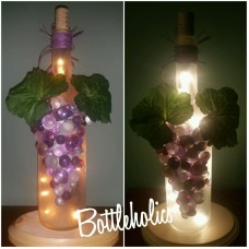 Lighted wine bottle, purple, night light, grapes, glitter    262727720679